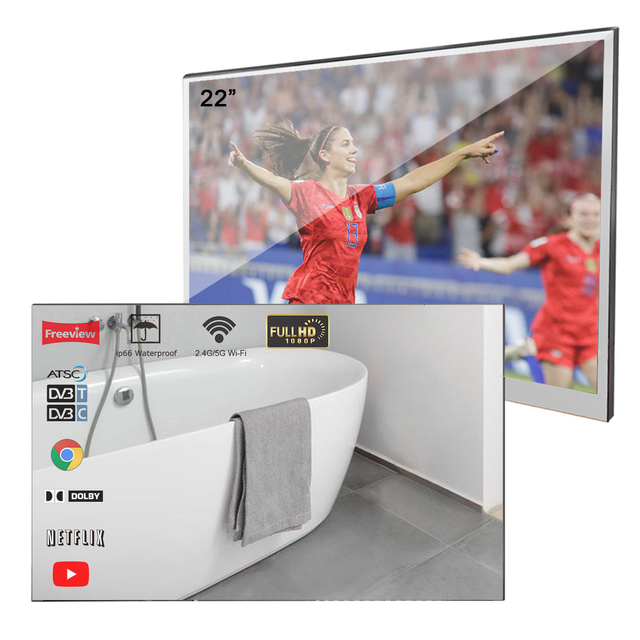 22 Inch Android Smart Mirror Waterproof LED Bathroom Hotel TV