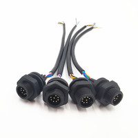 Connecteur de montage de panneau en plastique, personnalisé A code m12, étanchéité IP67 IP68, 8 broches, câble m12