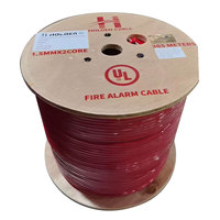 Kabel Alarm Kebakaran Tembaga Padat Merah dan Hitam 2 Inti Terpilin Berpelindung dengan Selubung PVC Sistem Keamanan Gulungan 1000 kaki