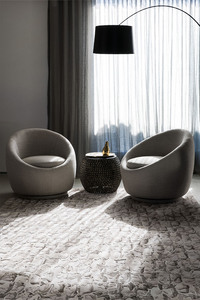 Tapis de luxe Felicia Aroney 2 blanc sur blanc, tapis design fait main en laine de Nouvelle-Zélande de qualité supérieure pour la décoration moderne du salon - Product Image 3