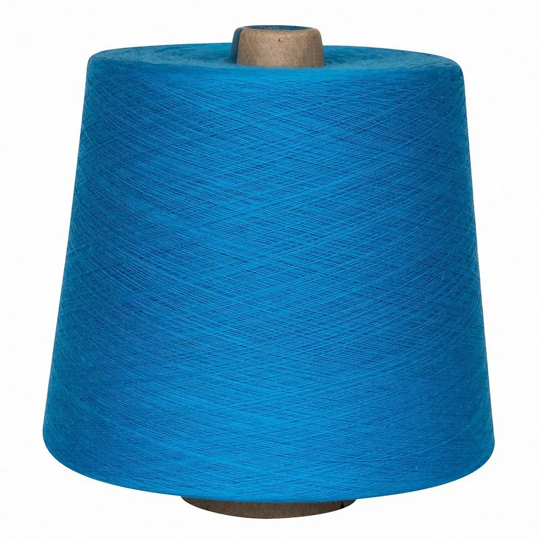 Shaoxing Wholesale Spun Yarn Raw White 100% Virgin Ring Spun Polyester Yarn 30S/1 for Knitting