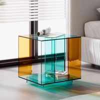 Table basse en acrylique transparente, design coloré, table d'appoint pour salon, chambre à coucher