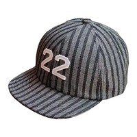Gorra de Moda Urbana Unisex de 6 Paneles, de Algodón Bordado a Rayas Vintage, Ajustable, con Visera Plana, para Todas las Temporadas