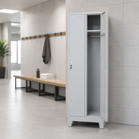 Armoire de rangement métallique grise à 2 portes pour vêtements, idéale pour l'école et la salle de sport