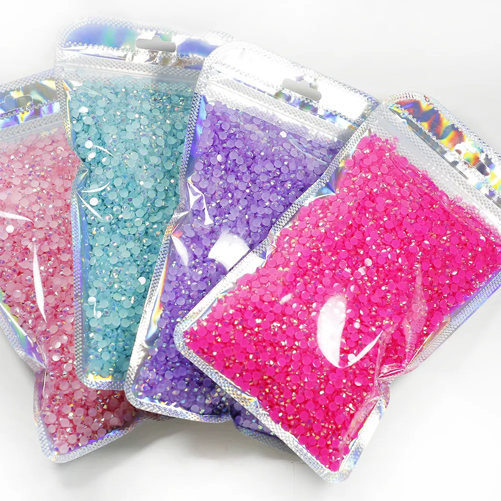 Kim cương giả đa màu không nóng đáy phẳng pha lê thạch AB nhà máy nhựa bán buôn gói nhỏ 2mm-6mm thân thiện với môi trường 2 túi