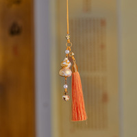 Pendentif en gourde laquée grand format du Temple Lingyin, avec cordon à pompon tressé à la main, chaîne de téléphone portable, création culturelle et artistique