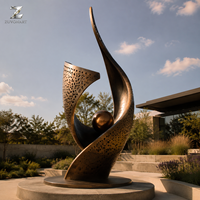 Trophée de basketball en bronze, sculpture artisanale en métal, patine antique, respectueux de l'environnement, monument sportif pour campus, stade, club et place publique