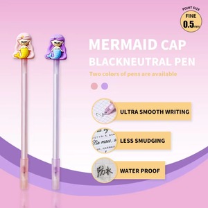 5 grupos de bolígrafos de gel con diseño de sirena, linda pluma estilográfica negra para niñas, 2 paquetes de artículos de papelería con dibujos animados, bolígrafo infantil para firmar - Product Image 6