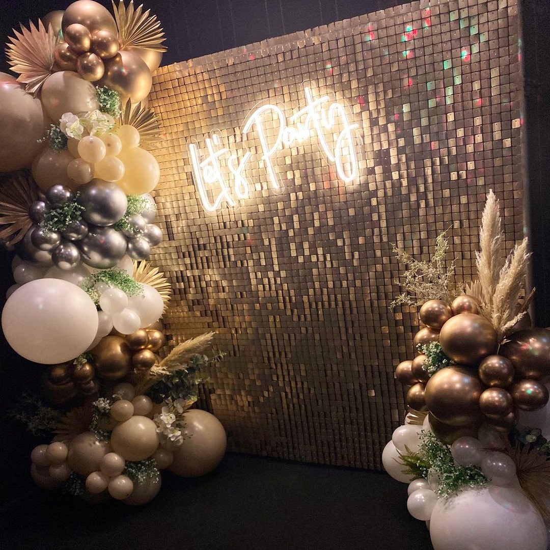 Декорации для свадеб, дней рождения, Нового года, мероприятия, настенные панели, золотые, золотые, мерцающие стены с блестками