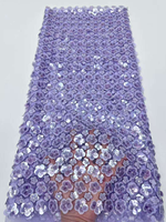 Tissu en tulle respirant anti-boulochage 100 % polyester avec broderie de fleurs de prunier 3D multicolores et sequins pour soirée