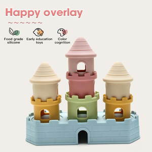 Juguetes de apilamiento de estilo de dibujos animados de bebé de construcción de grado alimenticio juguetes de apilamiento de bebé de silicona sin Bpa juguetes educativos Montessori para bebés - Product Image 2
