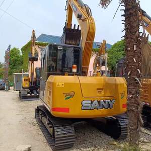 Excavatrice sur chenilles SANY SY75 d'occasion, marque populaire chinoise, poids opérationnel de 7,5 tonnes, machine de terrassement en stock - Product Image 4