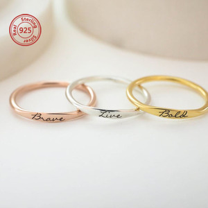 925 Silver Custom <strong>Name</strong> <strong>Ring</strong> Delicate Custom Stacking <strong>Rings</strong> - Product Image 1
