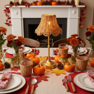 Tùy Chỉnh Không Dây Bảng Đèn 5200MAh Pin Tự Nhiên Handmade Mây Dệt Chụp Đèn Thủ Công Cho Tiệc Cưới Khách Sạn - Product Image 5