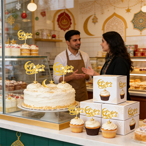 ป้ายปักขนมคัพเค้กปาร์ตี้เดือนรอมฎอน24ชิ้นของ2026พร้อมดาวและดวงจันทร์สำหรับร้านเค้กซู<span class=keywords><strong>เปอร์</strong></span>มาร์เก็ต - Product Image 2