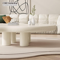 Salon moderne en bois MDF blanc Petite table à thé nordique centrale Table basse nuage