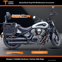 Accessoires de modification en acier au carbone pour Benda Black Flag 950 : sacoche latérale en cuir, boîte arrière en toile, pare-chocs avant, dossier pliable