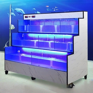 Exhibidor <span class=keywords><strong>de</strong></span> Mariscos Cuadrado <span class=keywords><strong>de</strong></span> Vidrio con Iluminación, Acuario para Conservación <span class=keywords><strong>de</strong></span> Cangrejos, Calamares y Langostinos, 100L-1000L, Ahorro <span class=keywords><strong>de</strong></span> Energía - Product Image 2