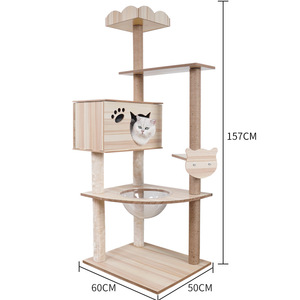 โครงปีนป่ายแมวสุดหรู รูปทรงยานอวกาศ พร้อมที่นอนแมวไม้ในตัว - Product Image 6
