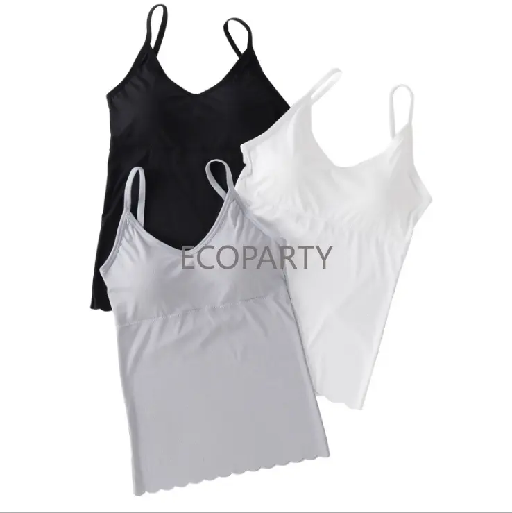adjustable camisoles women basic undershirt spaghetti strap women tank top with bra ecowalson