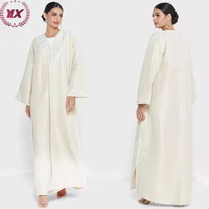 Hot Selling Elegance Open Front With Long Sleeves Embroidery Trim Design Abaya Women Muslim Dress 2023 Dubai