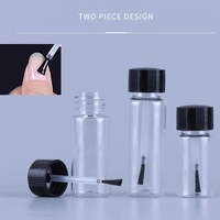 Nouvelle bouteille en plastique pour vernis à ongles avec pinceau, conteneur d'huile essentielle 10ml 15ml 30ml transparent, logo et couleur personnalisés avec tête de pinceau