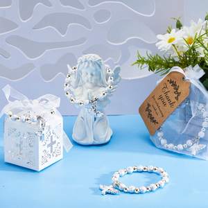 Recuerdos de <span class=keywords><strong>Bautizo</strong></span>: Pulsera de Rosario con Cruz de Ángel, Cajas de Recuerdos de <span class=keywords><strong>Bautizo</strong></span> con Cinta, <span class=keywords><strong>Etiquetas</strong></span> de Agradecimiento, Bolsas de Organza - Product Image 3