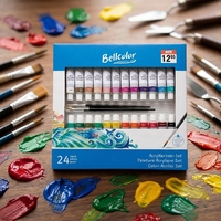 Ensemble de peinture acrylique écologique de 24 couleurs pour artistes professionnels et débutants, 24 couleurs vibrantes, pigments riches