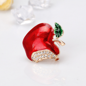 Nuevo creativo superventas joyería de Navidad dibujos animados manzana pecho flor mujer Navidad paz fruta Pin - Product Image 5