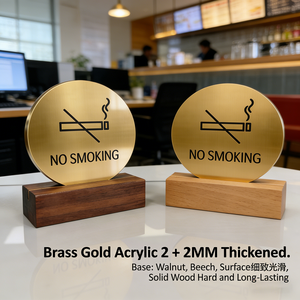 Letrero de Mesa Prohibido Fumar, Doble Cara, Acrílico, Base de Madera Sólida, Letrero de Recordatorio para Hotel, Restaurante, Oficina, ODM, OEM - Product Image 3