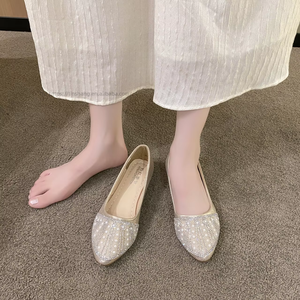 Wholesale Gold Silver Women Comfort Pointed Toe Ballet Dress <b>Shoes</b> Ladies <b>Shoes</b> Flats - Product Image 4