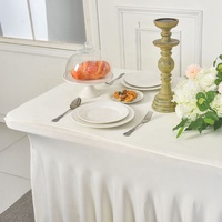 Nappe carrée extensible tissée anti-taches en spandex de 4/6/8 pieds, blanche, ajustée, pour la maison, l'hôtel, les mariages, les fêtes, les banquets, personnalisable, vente en gros