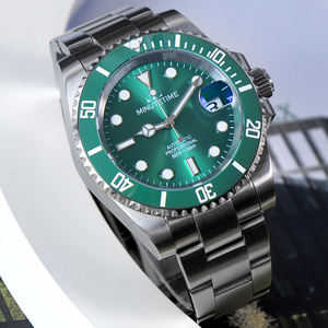 Montres mécaniques personnalisées MINUTETIME DIY NH35 pour HOMMES, cadran vert de luxe, bracelet en acier, mouvement automatique, étanche 10 BAR - Product Image 2