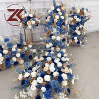 Décoration florale de mariage faite à la main, série Forêt ZKAI, couleur bleue, fleurs artificielles en soie, chemin de table