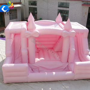 Château gonflable double toboggan rose avec piscine à balles - Product Image 4