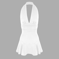 Robe d'été sexy pour soirée club, col en V, coupe trapèze, taille haute, ajustée, dos nu, style licou, à bretelles