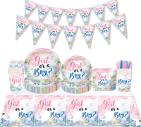 Gender-Reveal-Themenparty Geschirrset Junge oder Mädchen Party Geburtstag Teller Banner Hintergrund Einweggeschirr Tafelservice