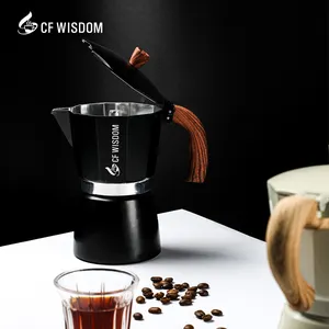 Olla Moca con logotipo personalizado al por mayor, máquina de café espresso de aleación de aluminio de alta calidad, Mocha Pot, 3 tazas, 6 tazas, Moka Pot
