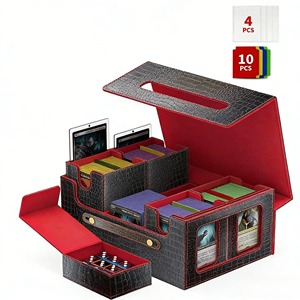 Caja de Cartas de Gran Capacidad con Diseño de Piel de Cocodrilo Rojo/Azul Marino, Seis en Uno, Almacenamiento para 35 Cartas de Juego y Dados para <span class=keywords><strong>Hearthstone</strong></span> - Product Image 3