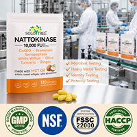 Complément de Nattokinase Sans OGM Marque Blanche SOLOTREE 10000 FU, Capsules Molles d'Extrait de Natto avec Huile MCT, Curcuma, Gingembre et CoQ10