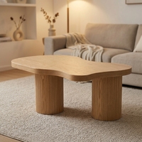 Table basse longue en bois en forme d'arc, mobile et artistique, pour salon, design contemporain, table d'appoint haut de gamme sur mesure, placage