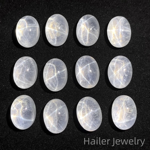 ลูกปัดแซฟไฟร์ทรงวงรีรูปดาวสีน้ำเงินสีขาวสีเหลืองอัญมณีหลวมขายส่งหลังแบน - Product Image 6