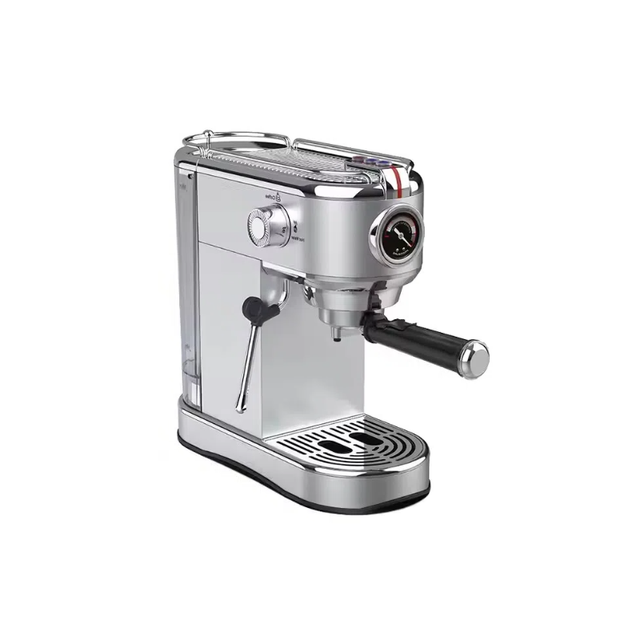 Single Serve Semi-Automatic Espresso Maker - Electric Stainless Steel for Office with Manual Hot Water