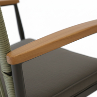 Fauteuil de jardin HOMFUL, structure en aluminium, dossier en corde tressée, coussin d'assise de 5 cm, pour terrasse, jardin, balcon.
