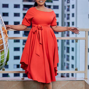 Abito da donna estivo 2023 elegante plus size abiti monospalla african lady abiti da sera formali in chiffon con gonna <span class=keywords><strong>grande</strong></span> con cintura - Product Image 4