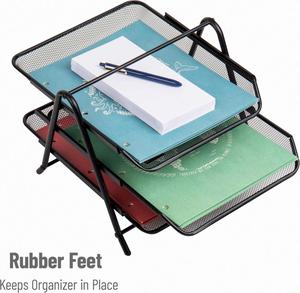 3 Tier Stackable Paper Tray <b>Organizer</b> for Desk Metal <b>File</b> Rack Document Holder Desktop Storage for Office Home or School - Product Image 5