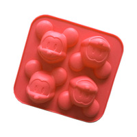 Moule en silicone écologique à 4 cavités en forme de souris pour gâteaux, chocolats, glaçons, mousses, savons, bougies et résines, sans BPA