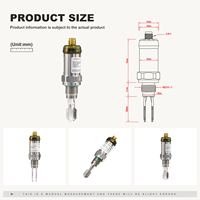 JVLER TF-500 Capteur de niveau à fourche courte 45 mm, interrupteur de niveau mini à fourche vibrante pour espaces étroits