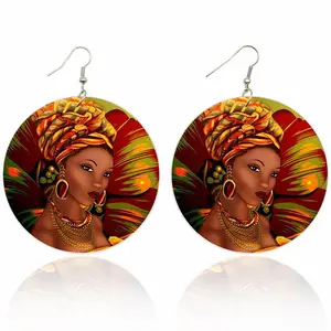 Personalized Custom Rock Black Girls Ear Rings Variety Picture Printed Gorgeous African Women Wood Earrings