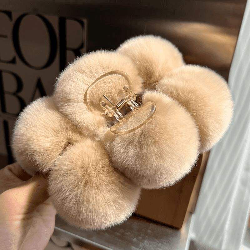 Brown imitation Rex rabbit fur ball grip
